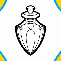 Elegant Ornate Perfume Bottle Line Art Illustration