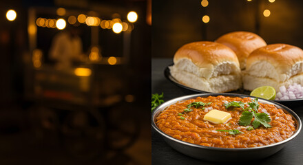 Delicious Pav Bhaji Vibrant Food Photography for Street Food Banner