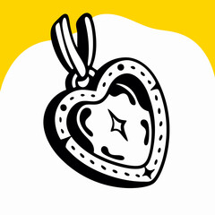 Cracked Heart Locket Pendant Illustration
