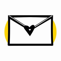 Hand-drawn Envelope with Heart Seal: Romantic Illustration