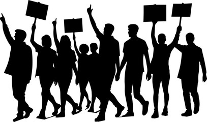 Marching Protesters Silhouettes 12 Demonstrator Icons