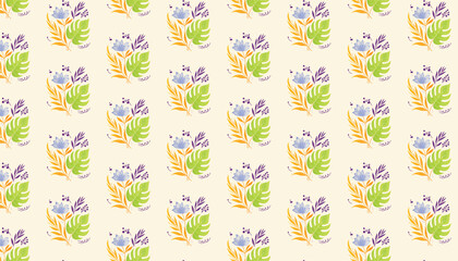 nature inspired sketches combined into a seamless floral pattern for textile and wallpaper use

