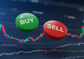 Buy and Sell Buttons on Stock Market Trading Chart