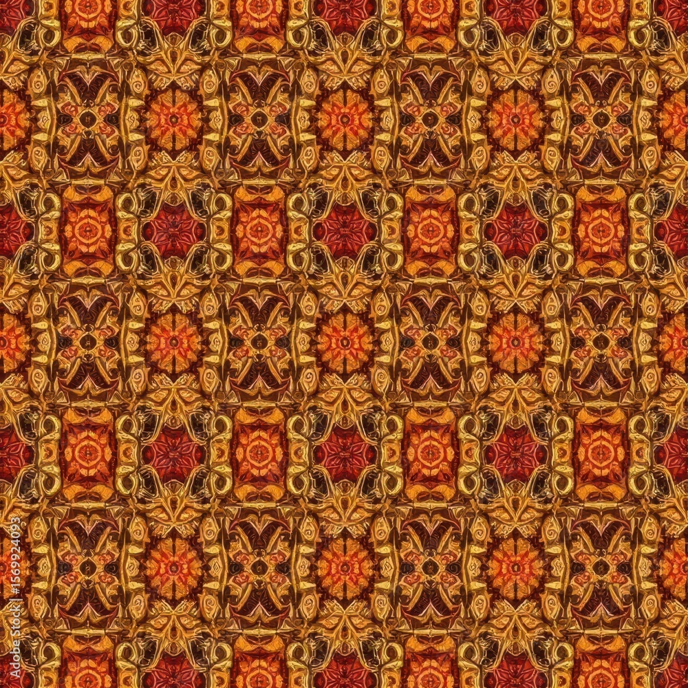 Poster exquisite pattern: an intricate tapestry of repeating shapes and colors, forming a mesmerizing ornam