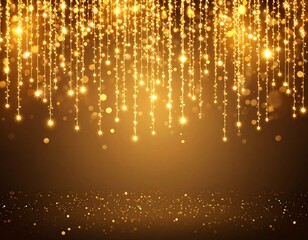 Golden glitter string lights background