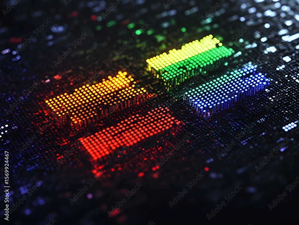 Poster abstract colorful digital data flow visualization