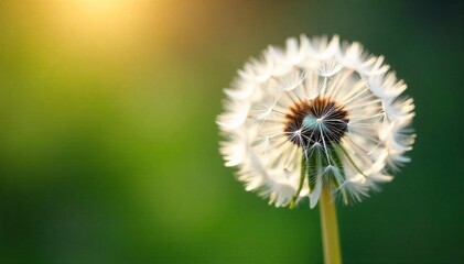 Delicate Dandelion Seeds Floating on a Gentle Breeze, Sunlight Illuminating Their Ethereal Beauty - Springtime Nature Photography
