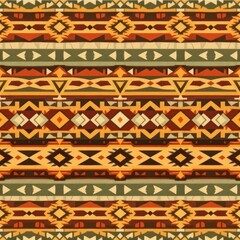 Tribal Art: The design of a detailed, traditional tribal pattern in a woven tapestry of vibrant color and geometric form