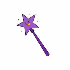 Purple Star Wand with Glitter Trail and Cheerful Grin