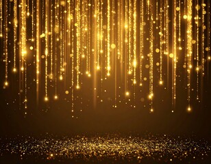 Golden glittering particles falling