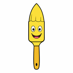 Yellow Paintbrush with Colorful Strokes and Happy Face