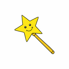 Yellow Star Wand Emitting Glitter and Joyful Face