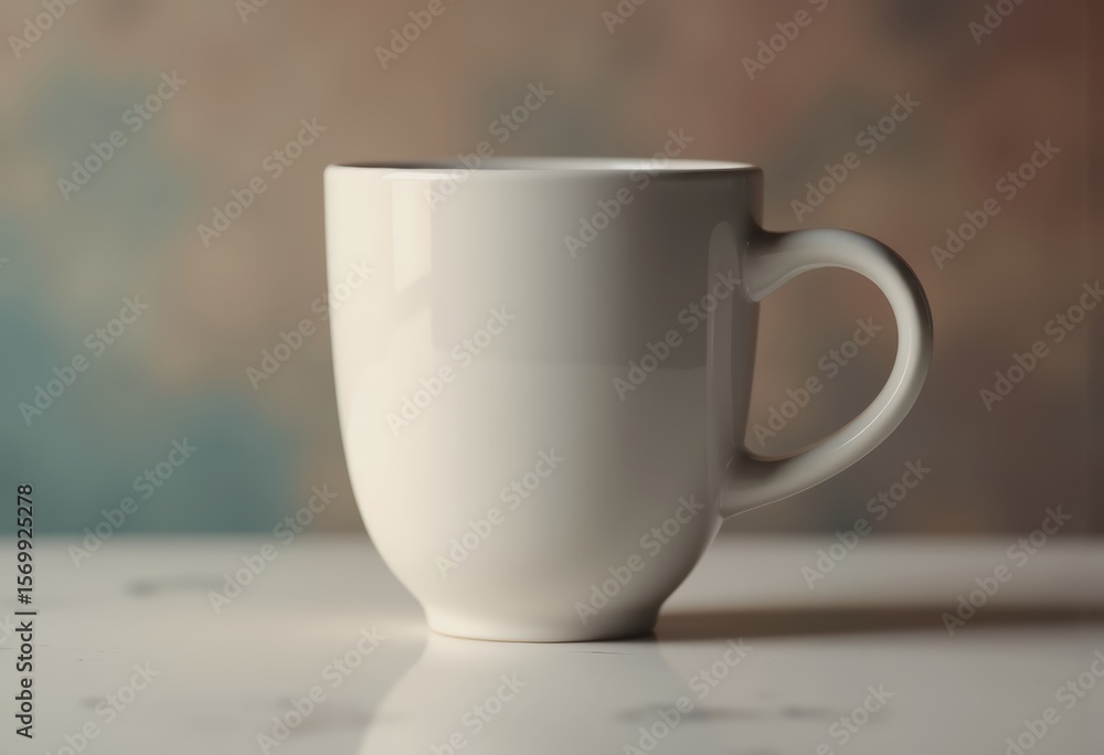 Poster plain ceramic mug with a handle, perfect for branding and customization