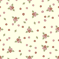 ikat Retro Floral Pattern Illustration, Minimal, Seamless Vector Design in Pink, Perfect for Baby Shower or Valentine's Day.