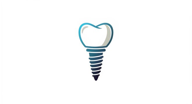 Isolated Tooth Implant Logo with Realistic 3D Design for Dental Services