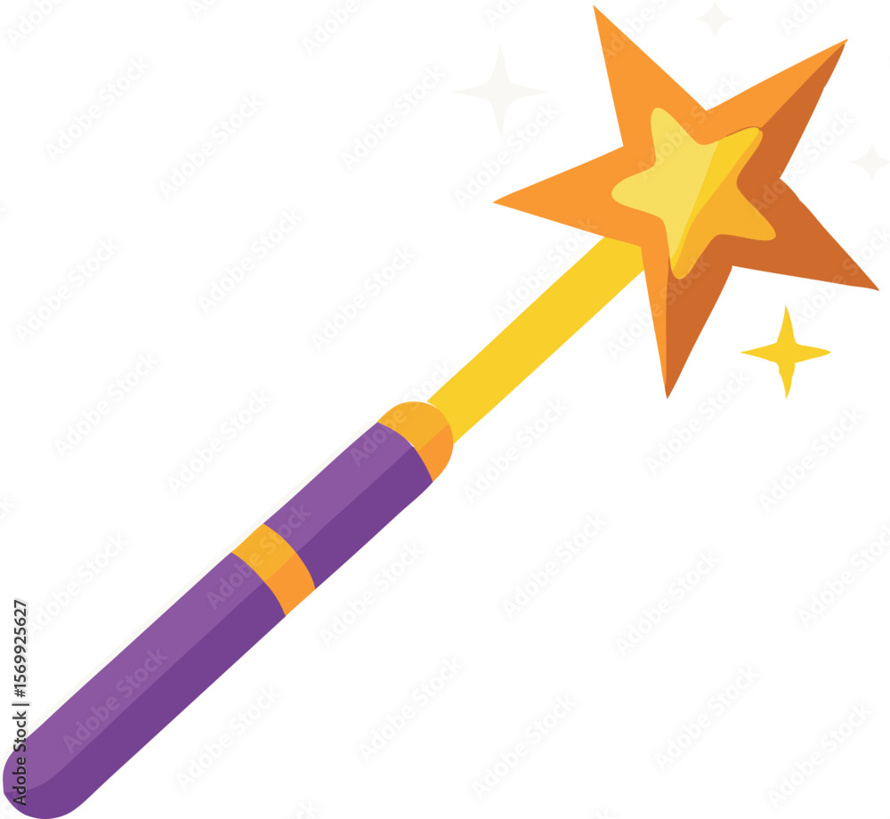 Poster magic wand icon line art vector for fantasy ui graphics