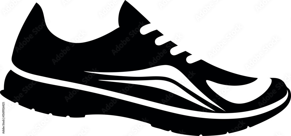 Poster minimal running shoe icon vector for athletic design concepts