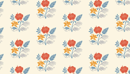 Fototapeta premium seamless floral pattern with minimal flower outlines and elegant stem sketch for fabric print