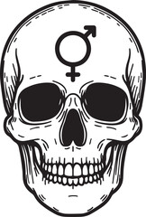 Skull with Combined Gender Symbol on Forehead