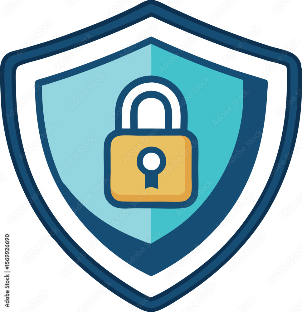 Poster minimal shield and lock icon vector for data safety themes