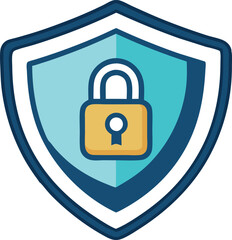 Minimal Shield and Lock Icon Vector for Data Safety Themes