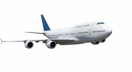 白い巨大旅客機 滑らかに飛行 青空背景. AI Generated