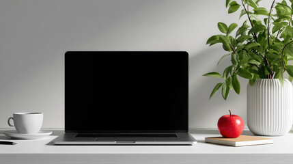 Minimalist White Wood Desk Workspace with Modern Scandinavian Design