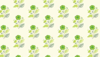 Fototapeta premium elegant seamless floral pattern with artistic cotton flower and minimal style leaf designs