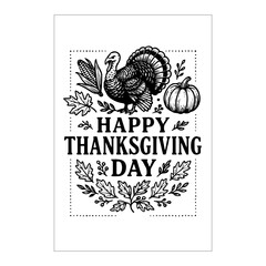 Thanksgiving Day Invitation Label Design Black And White