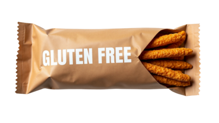 Healthy snack options include a half-open packet of amaranth sticks with bold gluten-free label showcasing nutritious ingredients