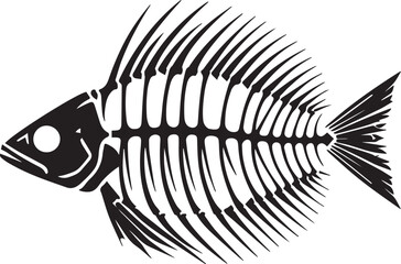 Detailed Black and White Illustration of a Fish Skeleton © Mahmudul