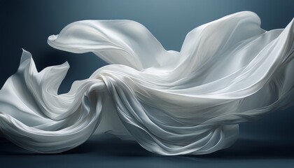 floating elegant white fabric cut out