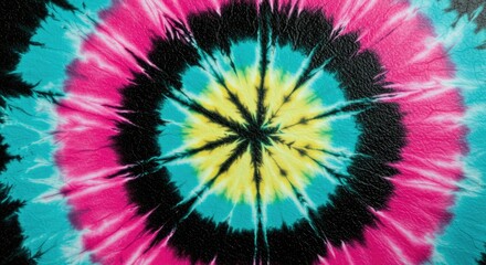 Neon Bullseye Tie Dye on Black Leather