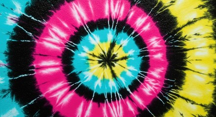 Neon Bullseye Tie Dye on Black Leather
