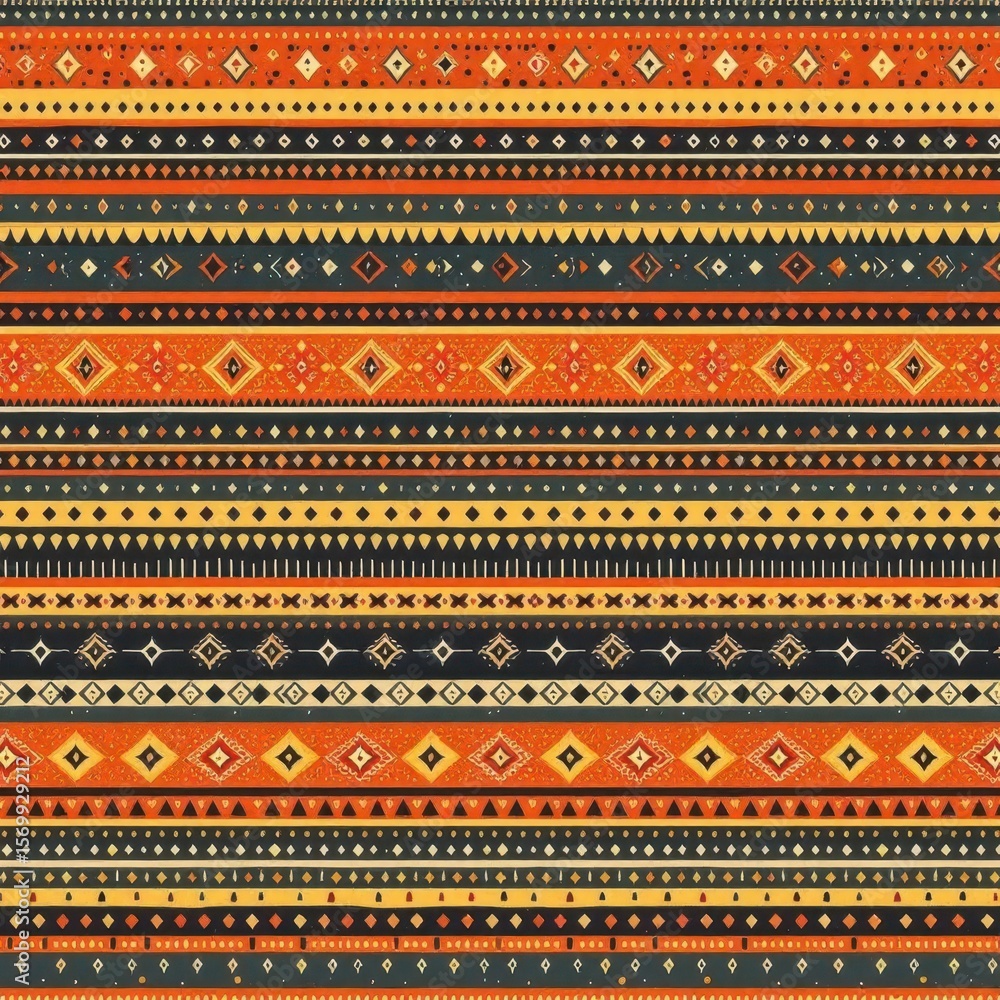 Poster geometric textile pattern: a detailed graphic display of symmetrical lines and artistic borders show