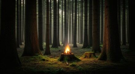 Enchanting Campfire in a Mystical Forest