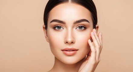 Radiant Young Woman with Smooth Skin, Close-Up Portrait