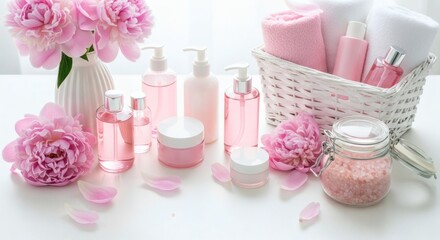 Luxurious Pink Bath & Body Products with Peonies