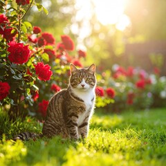 Cat in rose garden (1)
