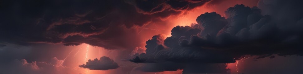 Fototapeta premium Crimson-black storm clouds, torrential rain, heavy atmosphere , sublime, foreboding, abstract