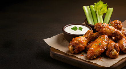 Sizzling Food Photography Spicy Chicken Wings Banner