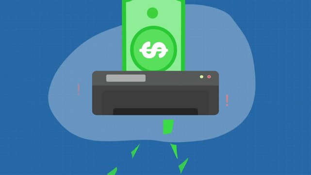 dollar bill shredded in shredder machine. Currency value loss concept