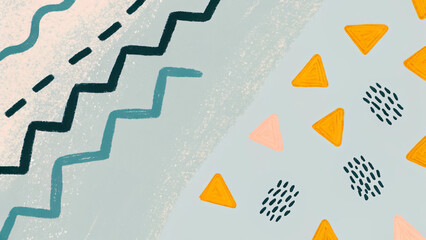 Abstract Geometric Pattern with Triangles, Stairs, and Dashes on Split Background for Modern Design