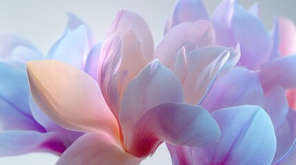 Fototapeta premium Soft pastel hues blend on delicate magnolia petals in a dreamy macro view