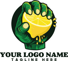Zombie Hand Squeezing a Lemon Logo