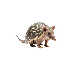 Armadillo in Profile: A detailed, high-angle view showcases an armadillo's unique armor and endearing features against a stark backdrop, highlighting its curious nature and natural charm.