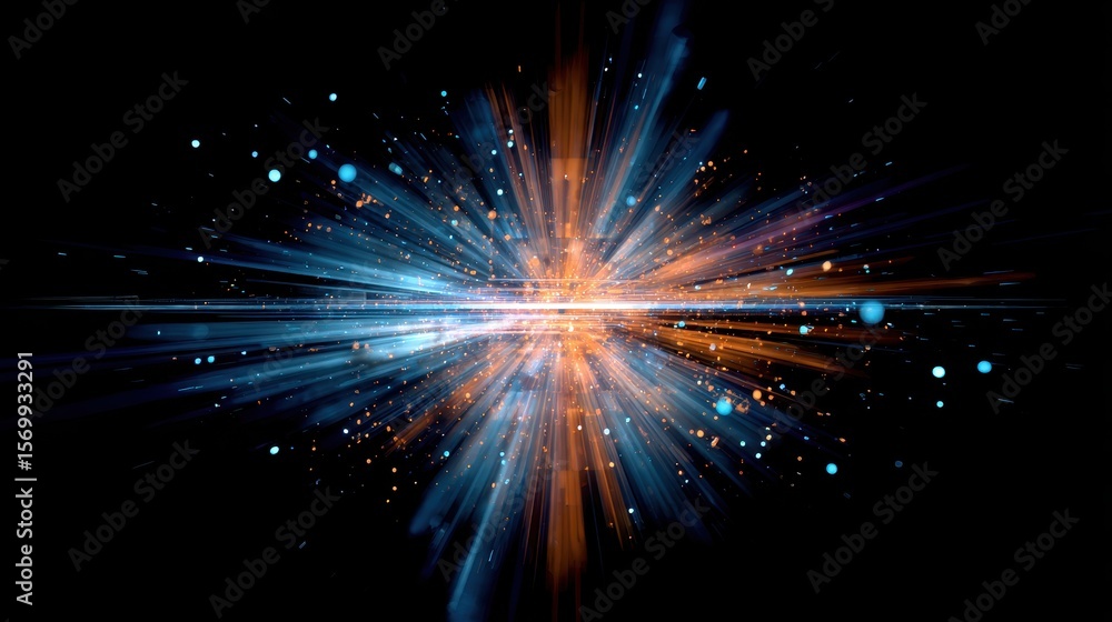 Aufkleber Abstract explosion of light and color on a black background, creating a dynamic and energetic visual effect.