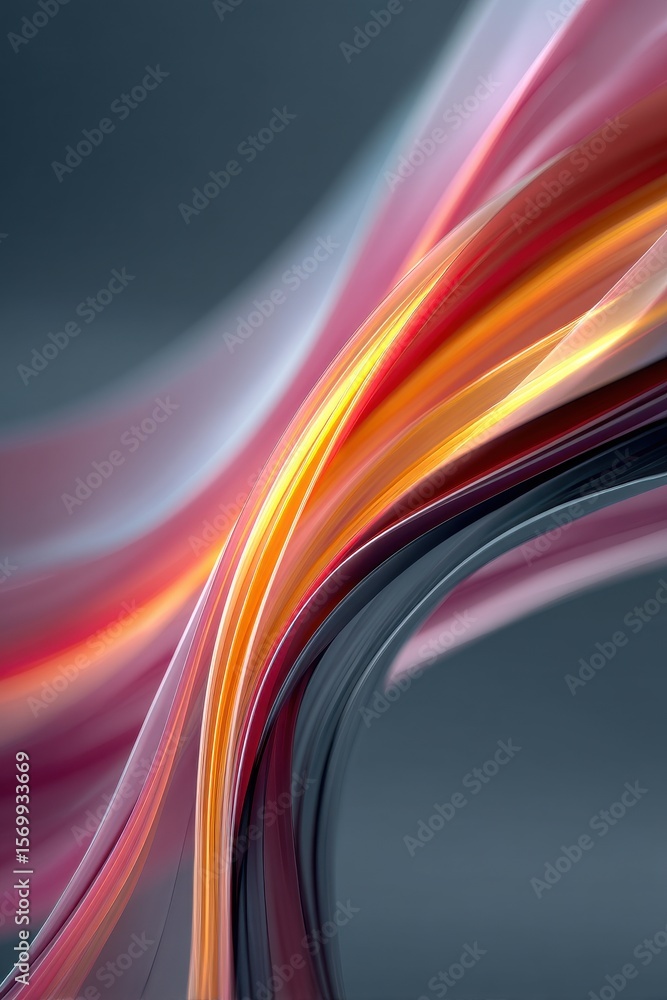 Poster vivid abstract background with flowing colorful curved shapes in motion