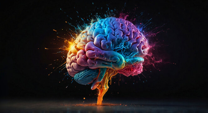 Concept art of a human brain exploding with knowledge and creativity. generative ai
