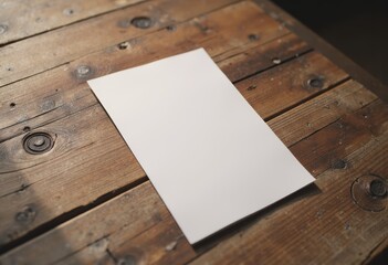 Blank sticker sheet on a rustic wooden table, perfect for creative projects